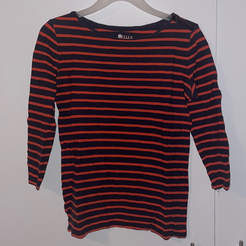 3/4 sleeve zipper shoulder top